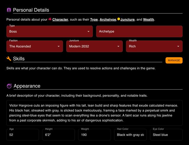 AI Character Details